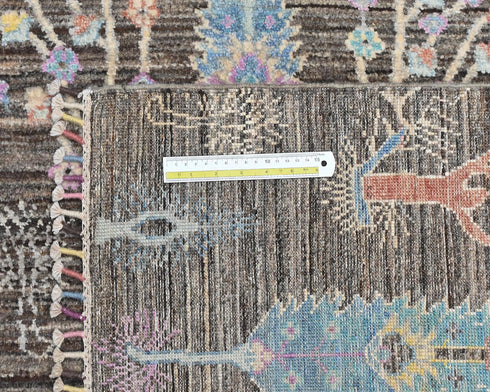 4x6 Brown Gray Khurgeen Afghan Hand Knotted Wool Area Rug